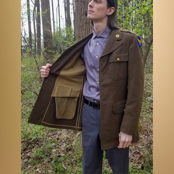 Vintage WWII 1940s USAAF Wool Dress Jacket Tunic - Picture 8 of 14